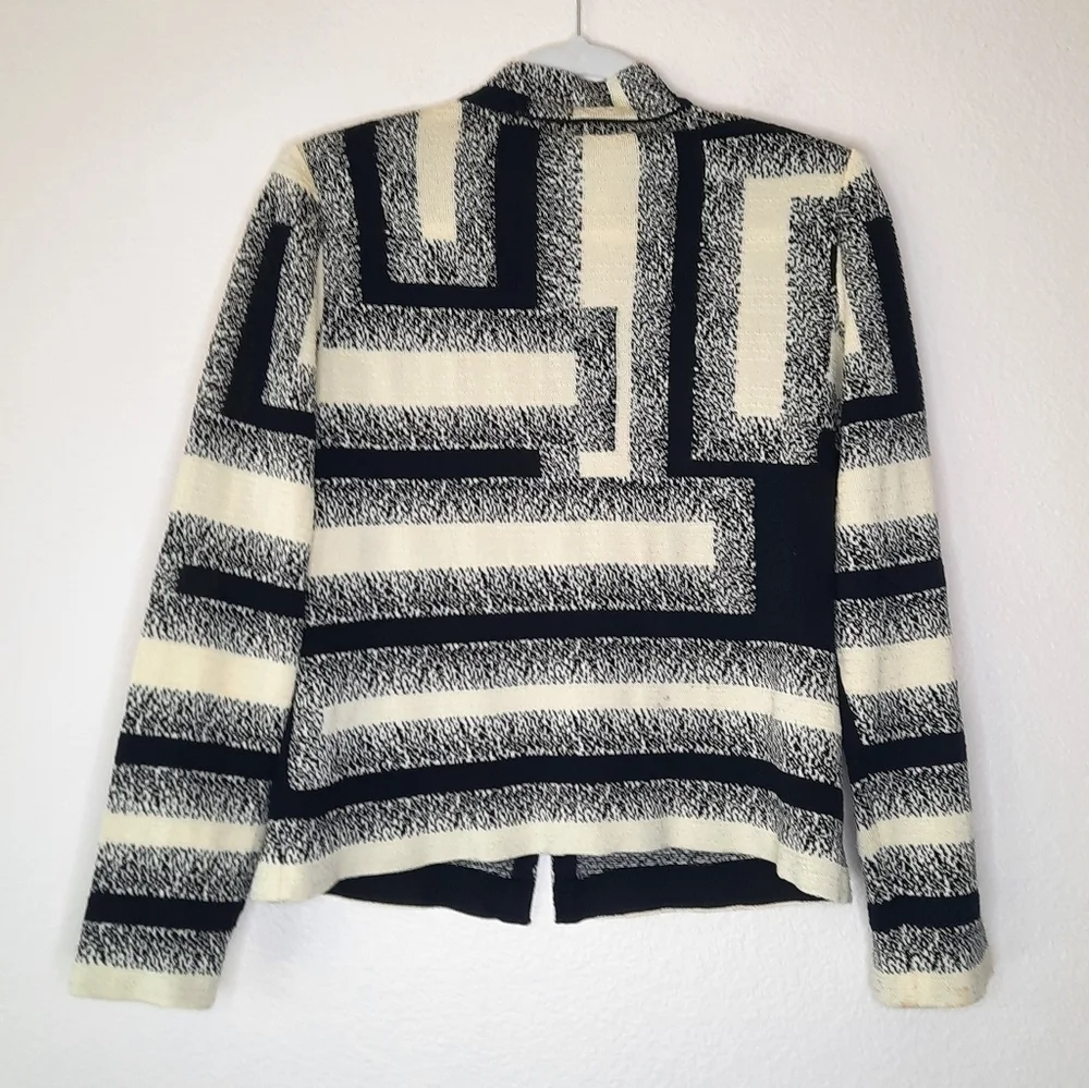 Ming Wang Yellow Abstract Zipper Cardigan Sweater S